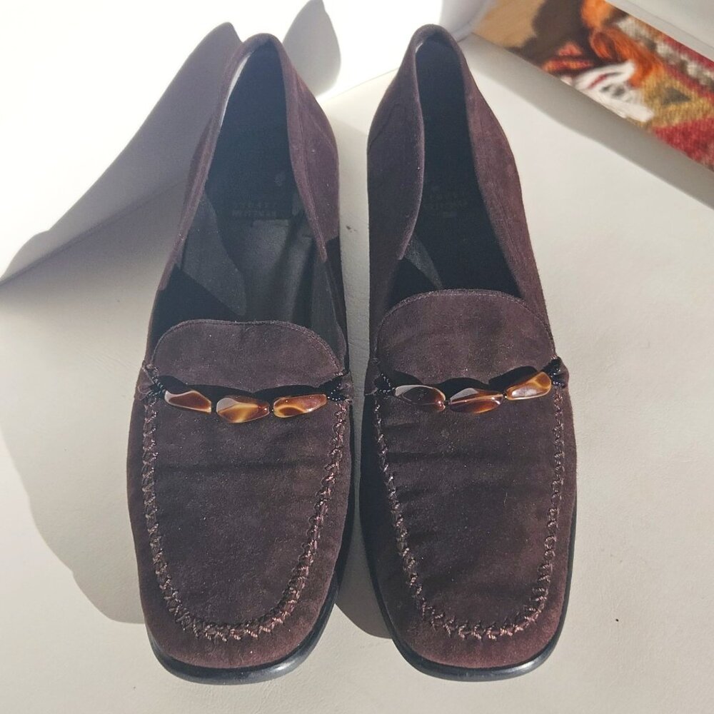 Stuart Weitzman Brown Suede Loafers, Size 8.5AA